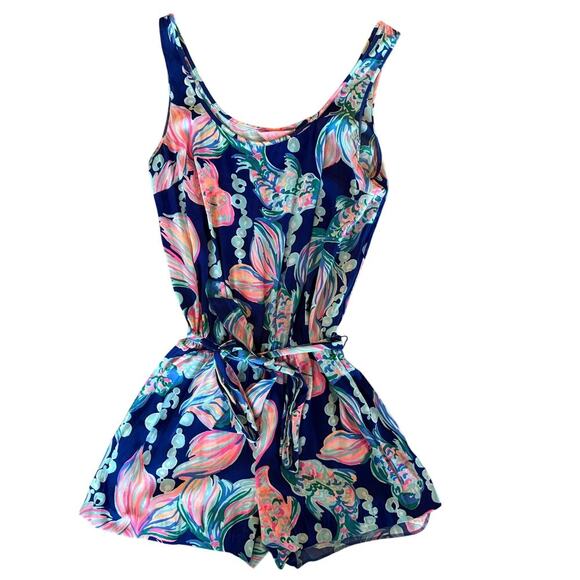 Lilly Pulitzer Tropical Romper Women Small Swim Cover Cruise Poolside Preppy - Picture 1 of 8